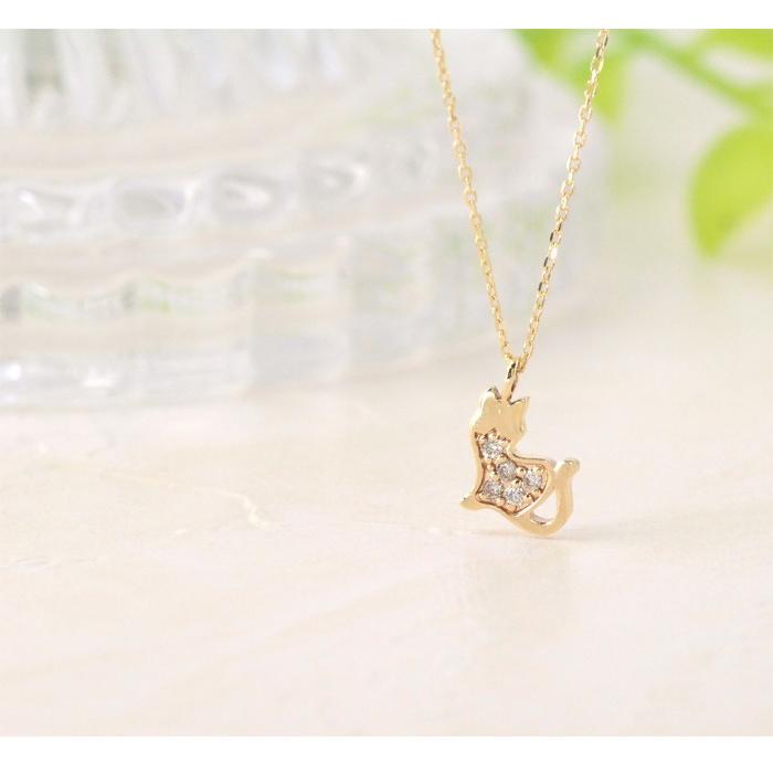 10金ネックレス レディース ペンダント k10 ネックレス 猫 ネコ ねこ