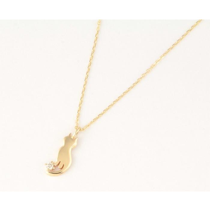 18金ネックレス レディース ペンダント k18 レディース 猫 ネコ ねこ cat 18k ゴールド ダイヤモンド｜jewelryprecious｜07