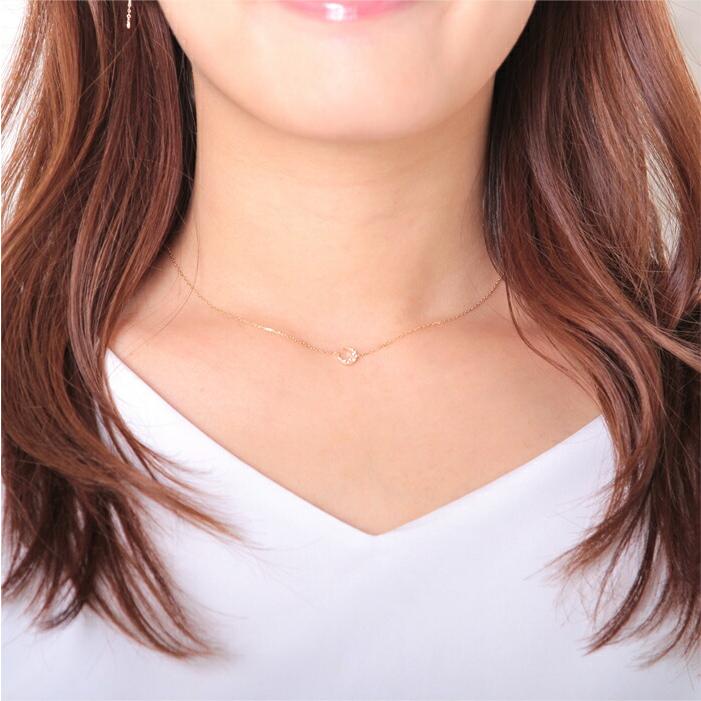 ネックレス レディース k10 10金 ホワイトトパーズ ゴールド 三日月 月