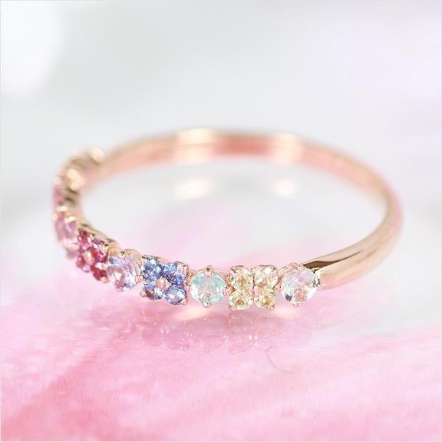 K18 指輪 リング アミュレット レディース ピンクゴールド ガーネット