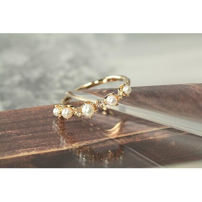 パール リング ホワイトトパーズ 指輪 レディース ゴールド おしゃれ