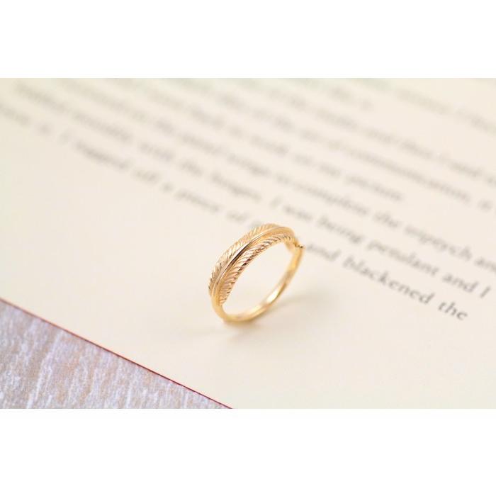 リング ピンキーリング フェザー 羽根 羽 重ねづけ ゴールド イエロー