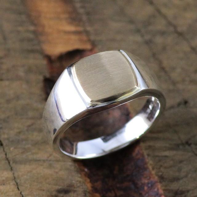 リング ピンキーリング メンズ 指輪 印台 シルバー925 金 18金 18k k18