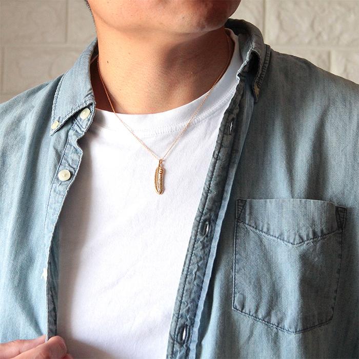 ネックレス メンズ シルバー 羽根 羽 フェザー ブランド ゴールド