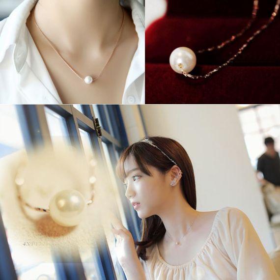 シンプル一粒ホワイトパールネックレスK18RGP : JEWELRY SANMI - 通販 