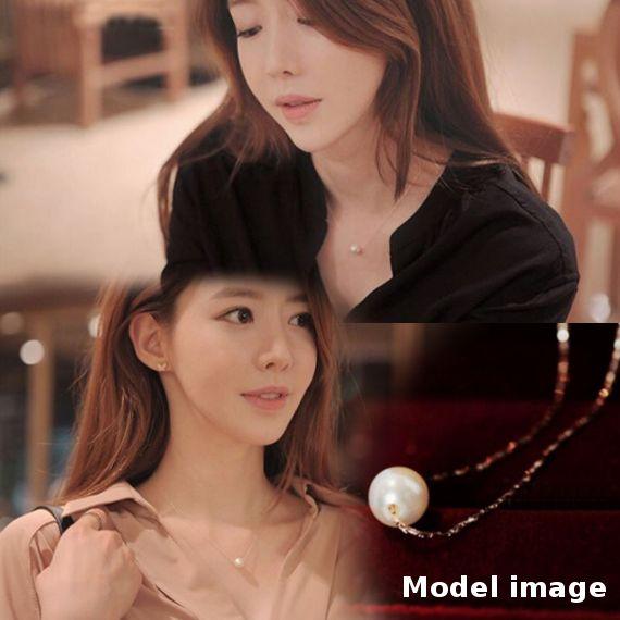 シンプル一粒ホワイトパールネックレスK18RGP : JEWELRY SANMI - 通販 