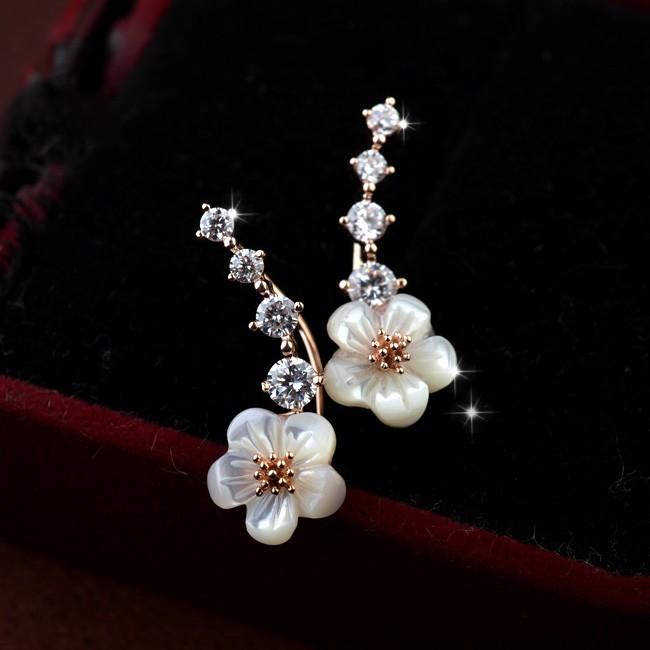 ピアス 本貝 スワロフスキー 花 さくら 桜 入学式 卒業式  K18金RGP 金属アレルギー対応｜jewelrysanmi｜11