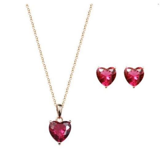 赤い石とクリスタルのブレスレット・イヤリングセット 天然石】レッド