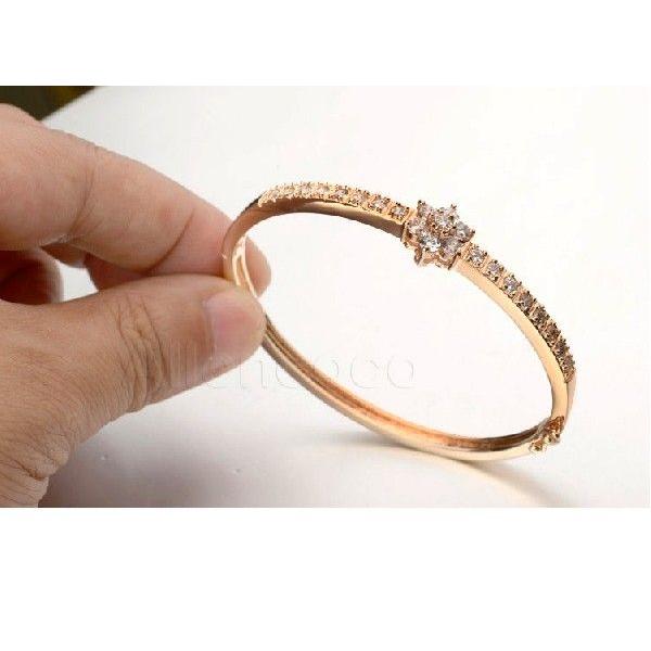 雪花のシルエットに洒落たアクセント高級彩石ブレスレット/K18RGP 