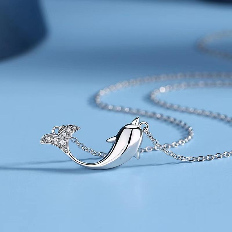 ネックレス レディース スワロフスキー イルカ 夏 シルバー925 誕生石 