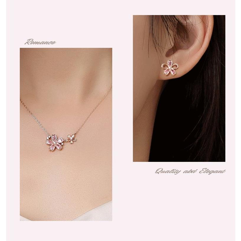 ネックレス ピアス 3点セット レディース 春 サクラ 桜 花見 可愛い 