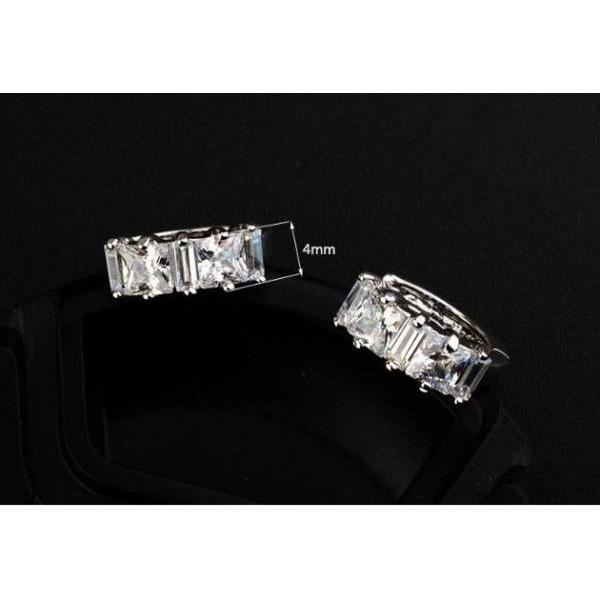 ピアス/ダイヤモンドCZ彩石4連/ホワイトゴールド18金RGP : JEWELRY