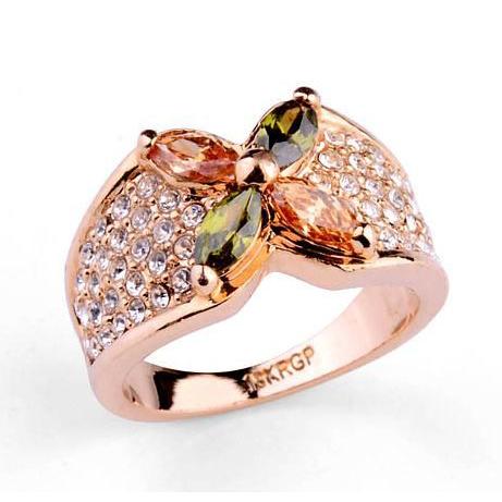 指輪 リング K18 カラフルダイヤモンドCZ彩石満載 リング ピンクゴールドK18RGP 指輪
