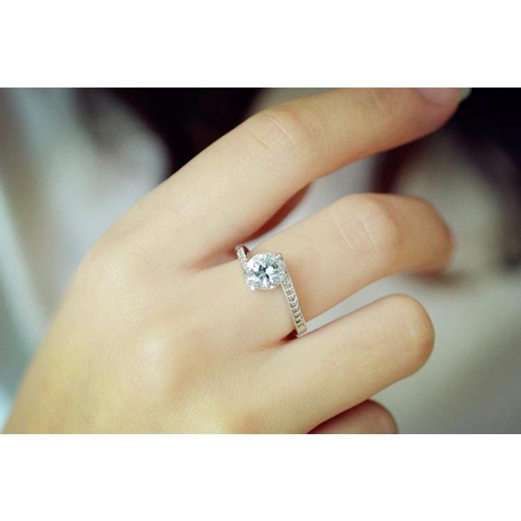 指輪 リング K18 1.2ct ダイヤモンドCZ彩石 ホワイトゴールドK18RGP 