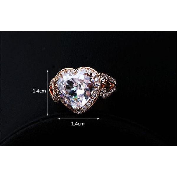 指輪 リング K18 /ハート/ダイヤモンドCZ/10ct リング/RGP大きい