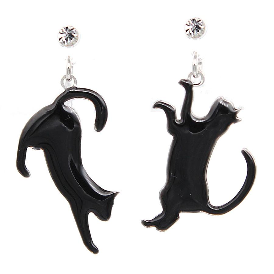 ピアス イヤリング 猫 cat アシンメトリー エナメル レジン 選べる