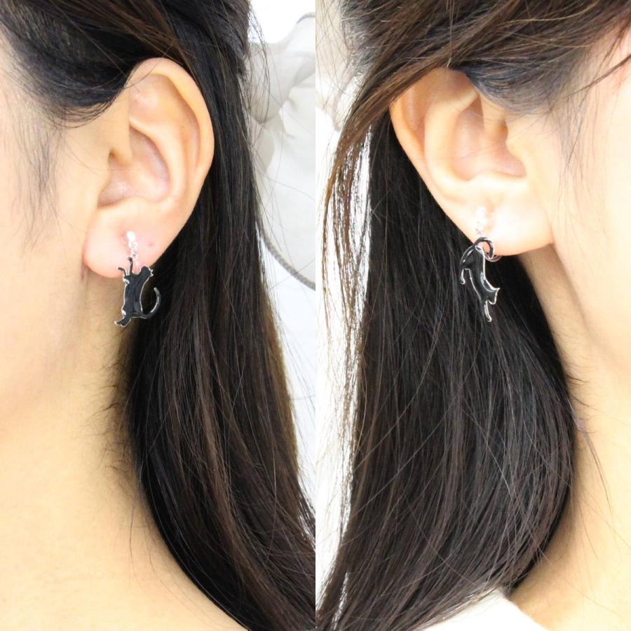 ピアス イヤリング 猫 cat アシンメトリー エナメル レジン 選べる