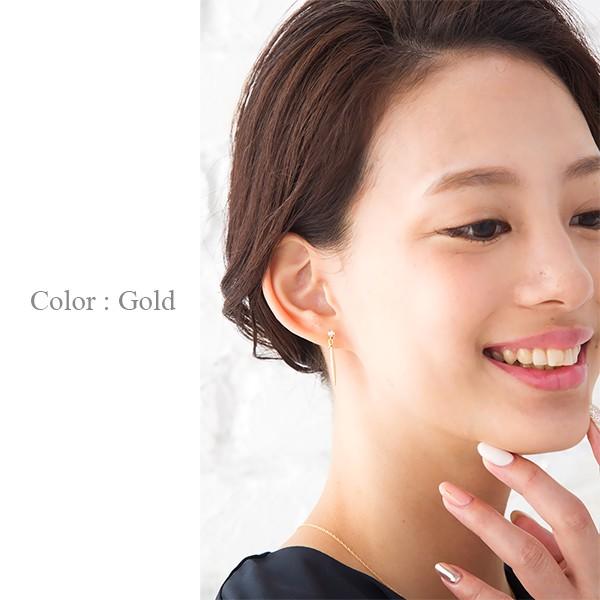 ピアス ノンホール すいらい型 スワロフスキーピアス風のイヤリング