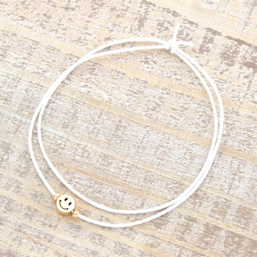 ブレスレット アンクレット 2way ニコちゃん メタルビーズ 紐 ニッケル