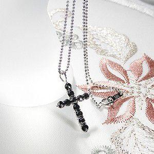 K18WG ブラックダイヤネックレス クロス 十字架 AAA 1.00ct  ダイヤモンド ギフト プレゼント 誕生石 品質保証書 ジュエリーケース付の画像