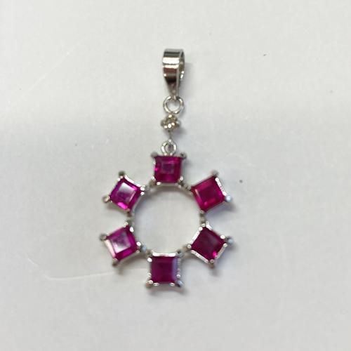 PT900 ルビー 0.90ct 角 6個付ペンダント ダイヤモンド 0.03ct 
