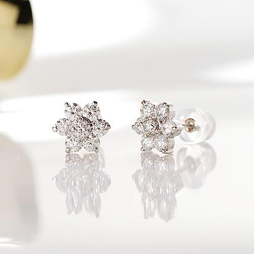 新品PT900ダイヤモンド ピアス (セブンスターデザイン) 1.10カラット(0.55ct×2)の画像