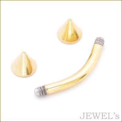 ボディピアス ゴールドスパイクバナナバーベル 16G｜jewels-store｜02