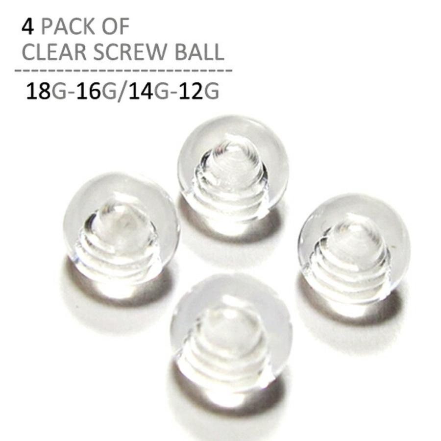 クリアスクリューボール 4個パック セット 18G 16G 14G 12G用 キャッチ 