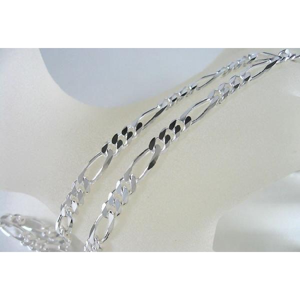 シルバー925 フィガロ6面カット ネックレスチェーン 太さ5.3mm 60cm_1