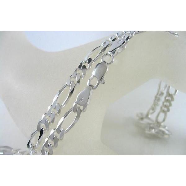 シルバー925 フィガロ6面カット ネックレスチェーン 太さ5.3mm 60cm_2