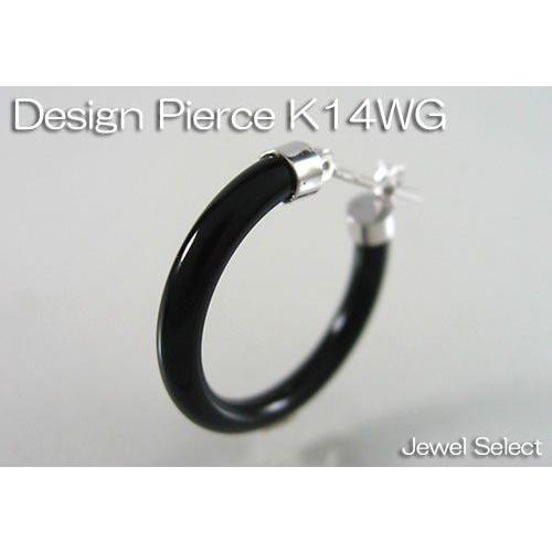 K14WG ホワイトゴールド オニキス フープピアス片耳用 大 : Jewel 