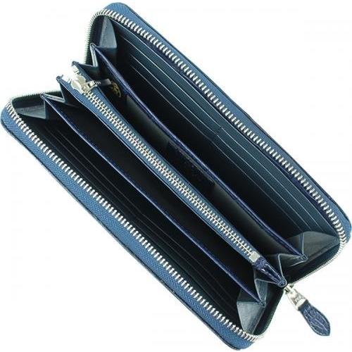 ☆マットクロコダイル ラウンド長財布/ウォレット ネイビー 新同 レア