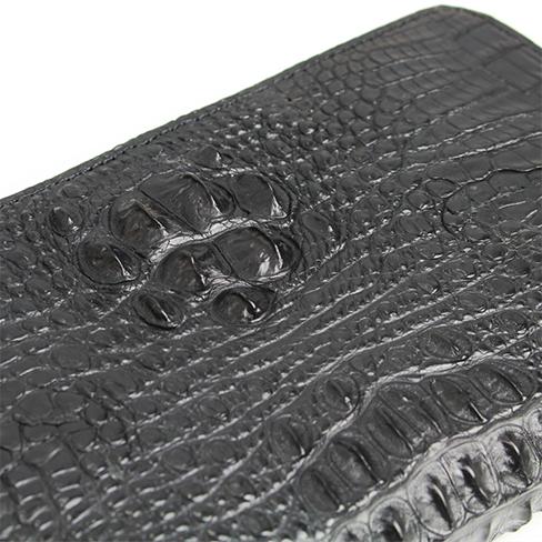 送料無料 ラウンドファスナー長財布 GREDEERクロコダイル GCKW010A-Z ブラックの画像