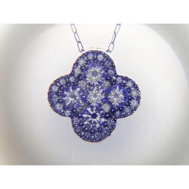 K18WG ダイヤモンド ネックレス ペンダント 四つ葉/クローバー/花/0.5