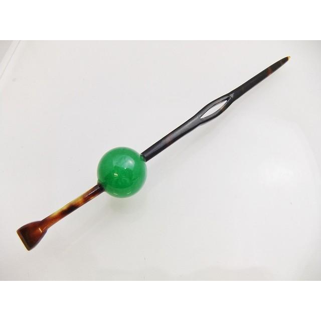 本ヒスイ丸珠φ17.4mm】 【翡翠】【鼈甲】【簪】 ヒスイ べっ甲 