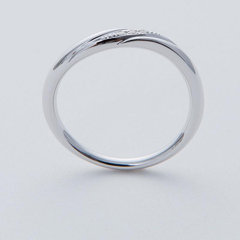 結婚指輪 ダイヤモンド プラチナ pt950 ダイヤ 指輪 ウェーブ 内甲丸 マリッジリング 刻印・シークレットストーン無料 FourLovers Cheriの画像