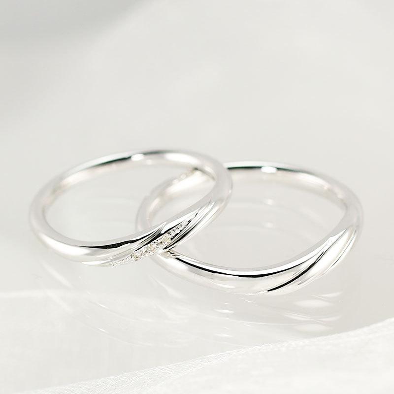 結婚指輪 プラチナ pt950 指輪 ウェーブ 内甲丸 マリッジリング 刻印・シークレットストーン無料 FourLovers Cheri メンズの画像