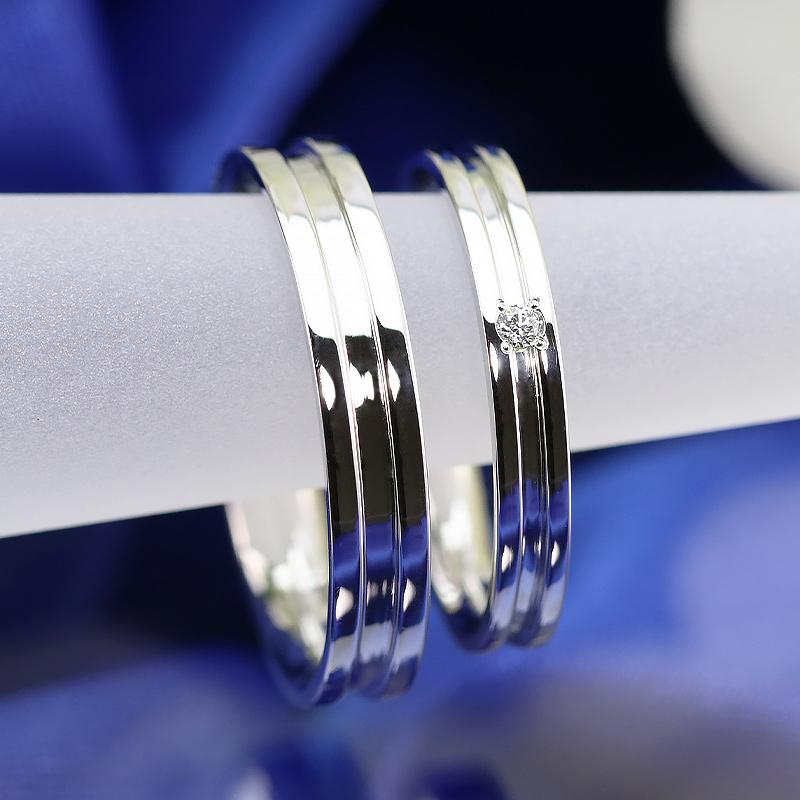 結婚指輪 プラチナ pt950 指輪  マリッジリング 刻印・シークレットストーン無料 FourLovers Avenir メンズの画像