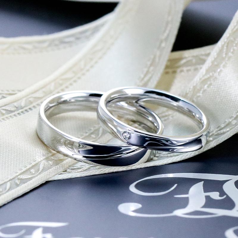 結婚指輪 プラチナ pt950 指輪  マリッジリング 刻印・シークレットストーン無料 FourLovers Bonheur メンズの画像