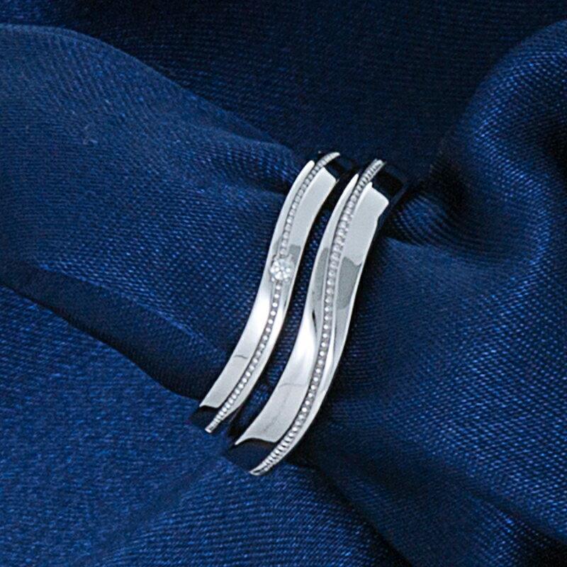 結婚指輪 ダイヤモンド プラチナ pt950 ダイヤ 指輪  マリッジリング 刻印・シークレットストーン無料 FourLovers Meteoreの画像