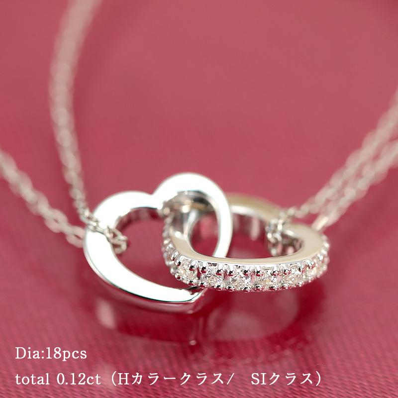 K10 K18 YG/PG Pt900 ダイヤモンド 0.12ct 【Hカラークラス/SIクラス】 絆 ハート ブレスレット ダイヤ プラチナ 18金 ゴールド プレゼント ギフト 爆買の画像