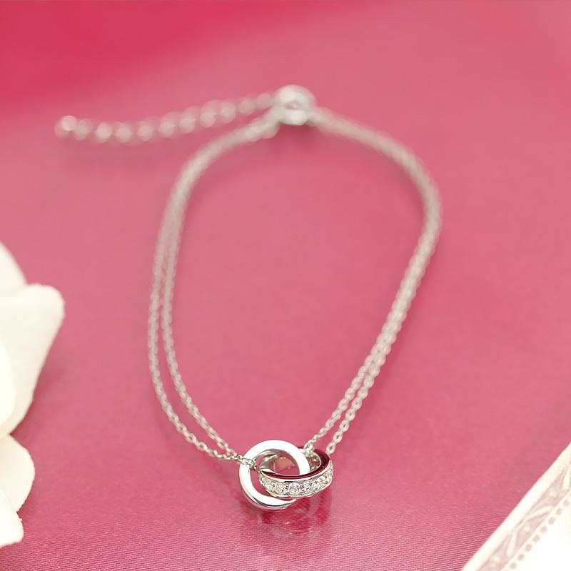 K10 K18 YG/PG  Pt900 ダイヤモンド 0.18ct 【Hカラークラス/SIクラス】 絆 サークル ブレスレット ダイヤ 18金 ゴールド プラチナ プレゼント ギフトの画像