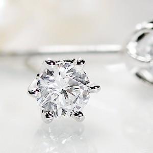 pt1000 ダイヤモンド スタッド ピアス 0.4ct 淡水パールキャッチ付 純プラチナ シンプル Diaの画像
