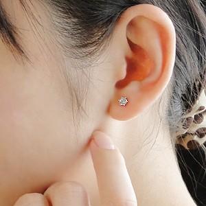 pt1000 ダイヤモンド スタッド ピアス 0.4ct 淡水パールキャッチ付 純プラチナ シンプル Diaの画像