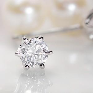 pt1000 ダイヤモンド スタッド ピアス 0.5ct 淡水パールキャッチ付 純プラチナ シンプル Dia【Hカラークラス/SIクラス】の画像