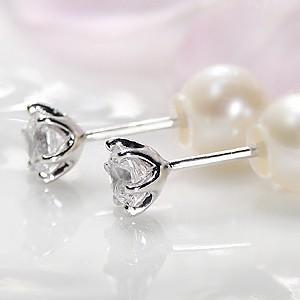 pt1000 ダイヤモンド スタッド ピアス 0.5ct 淡水パールキャッチ付 純プラチナ シンプル Dia【Hカラークラス/SIクラス】の画像