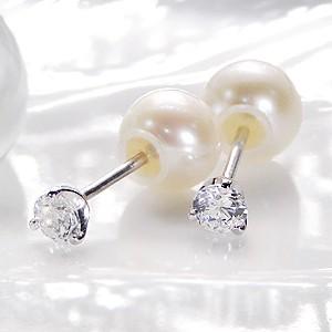 Jeweluce pt1000 ダイヤモンド ピアス 0.3ct 3本爪 パール Jeweluce pt1000 ダイヤモンド ピアス 0.3ct 3本爪 パール
