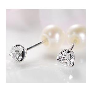 pt1000 ダイヤモンド ピアス 0.5ct　3本爪 パールキャッチ付　純プラチナ【Hカラークラス/SIクラス】の画像
