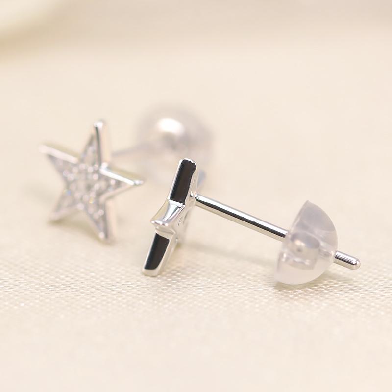 0.06ct ダイヤモンド ピアス K18 YG/PG ゴールド ダイヤ  Hカラー SIクラス 18金 星 可愛い パヴェ スター シリコン 両耳 爆買の画像