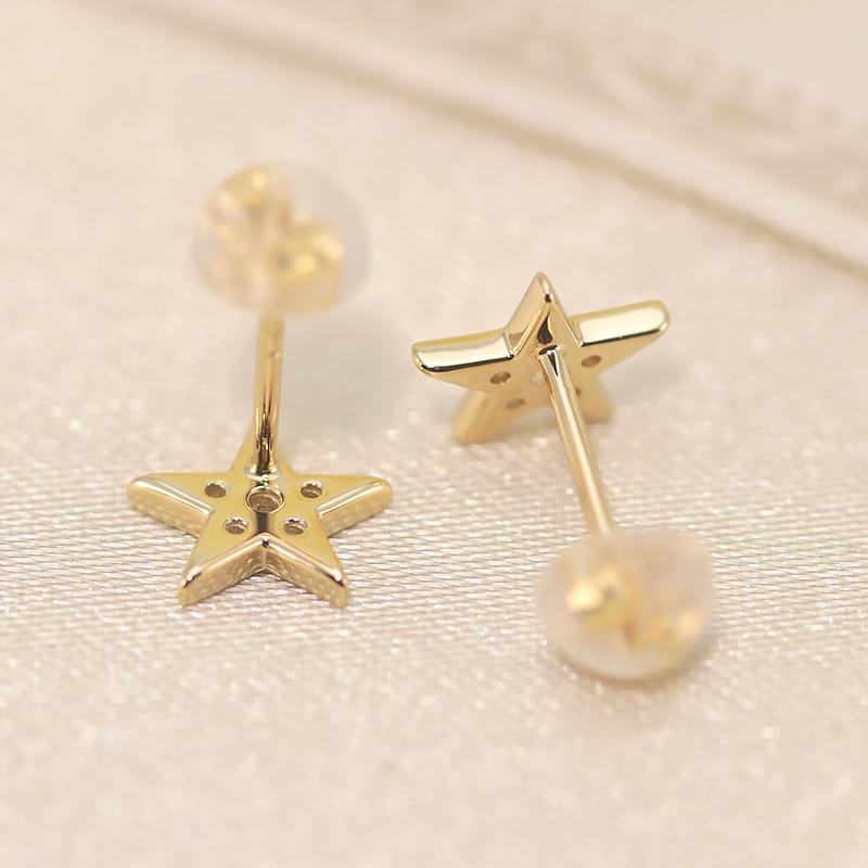0.06ct ダイヤモンド ピアス K18 YG/PG ゴールド ダイヤ  Hカラー SIクラス 18金 星 可愛い パヴェ スター シリコン 両耳 爆買の画像